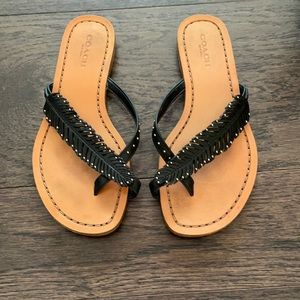 Coach black leather sandals size 5